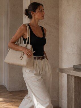 NWT JACQUEMUS THE TURISMO BAG IN CROCO LEATHER CREAM SUEDE - OS
